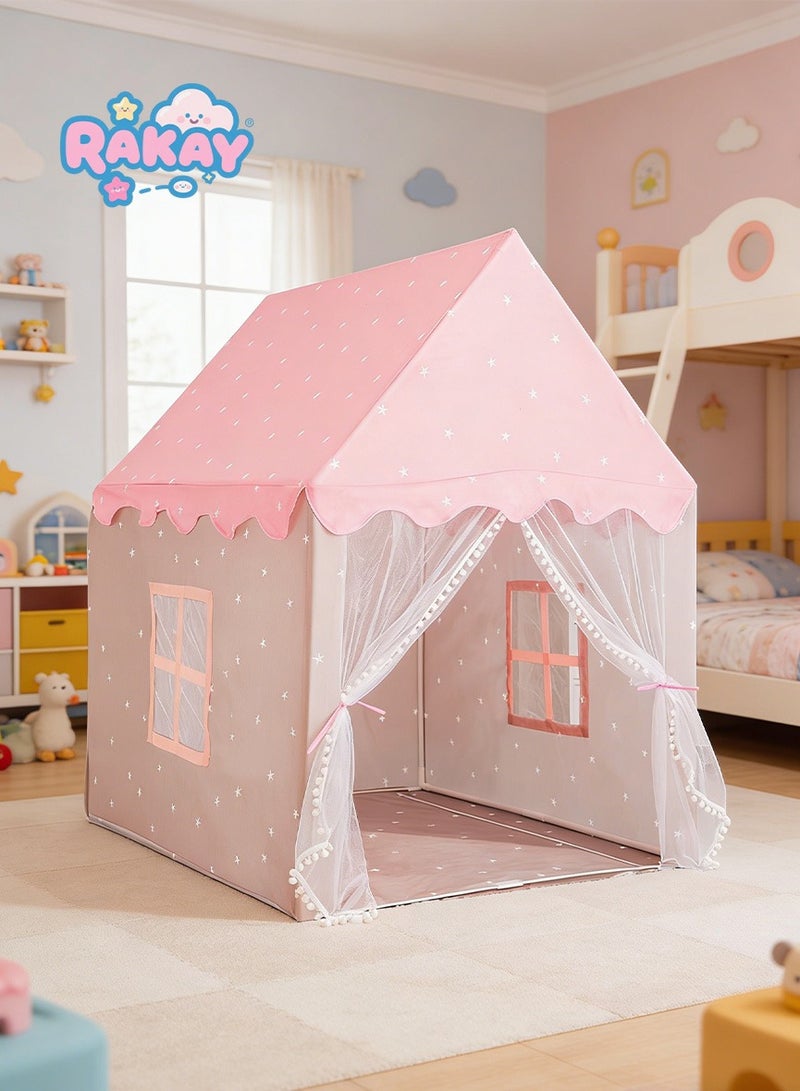 راكاي خيمة لعب للأطفال مع نوافذ، بحجم 95*125*130 سم، خيمة للأطفال، مناسبة للمرح الداخلي والخارجي، بيوت لعب على شكل قصر، سهلة التركيب والطي، توفر مساحة لعب واسعة، مناسبة للأطفال من سن 3-12 سنة للاستخدام على الشاطئ والحديقة والتخييم. - Image 1